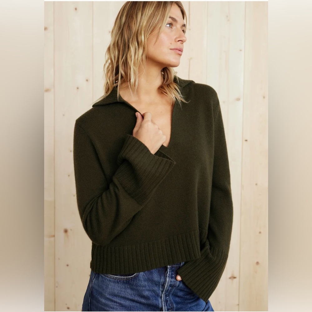 Jenni Kayne NWT Cashmere Frances Polo in Olive, size Small